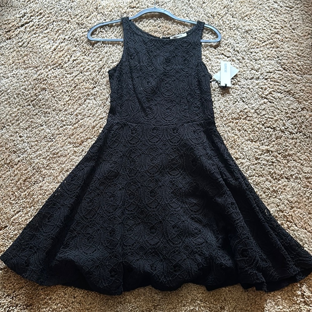 Black lace skater dress